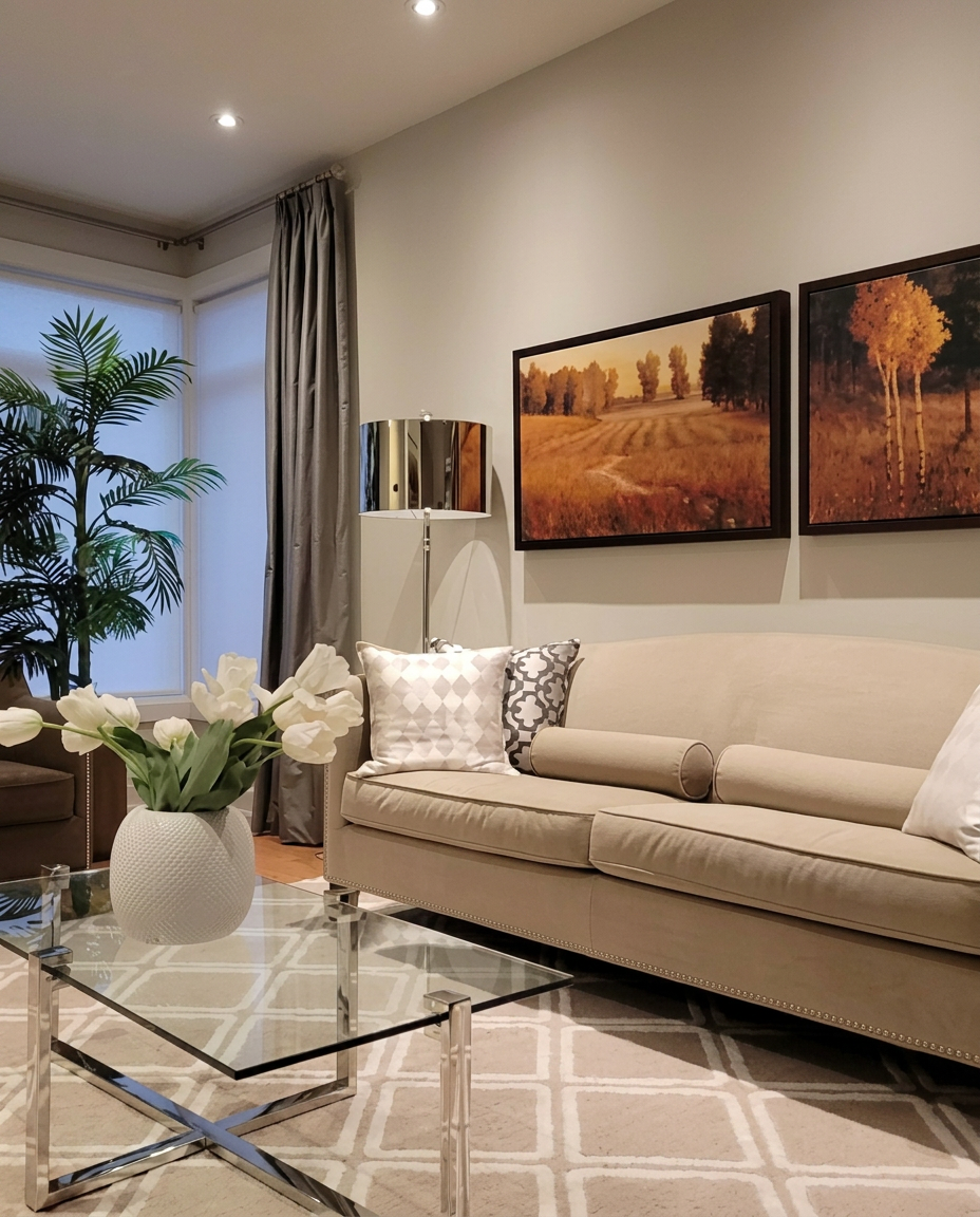 Clean and professionally maintained model home interior